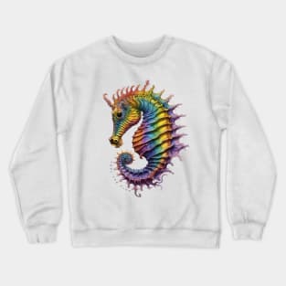 Curious Rainbow Seahorse fantastic creature design Crewneck Sweatshirt